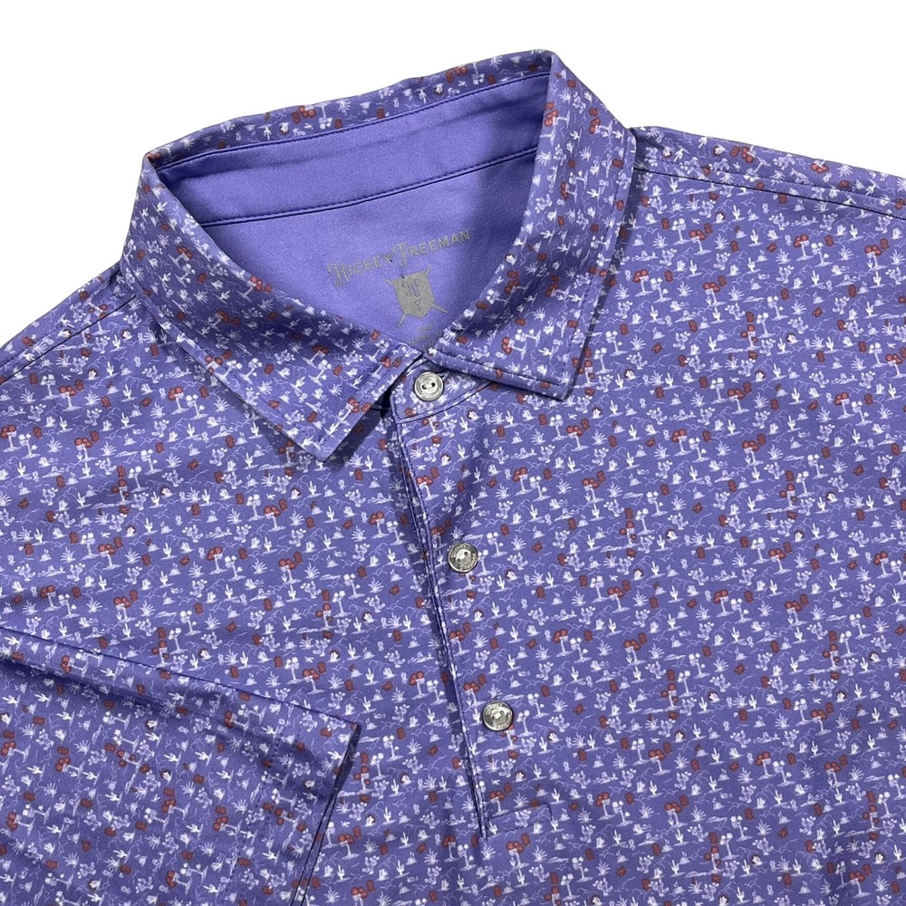 Hickey Freeman Polo Shirt Men's Large Purple Desert Cactus Print Golf Stretch